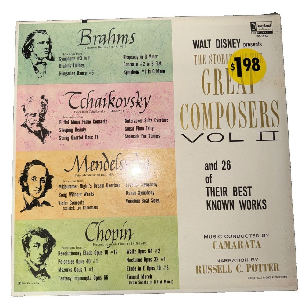 Walt Disney The Stories Of The Great Composers Vinyl LP Vol II~SEALED DQ1254